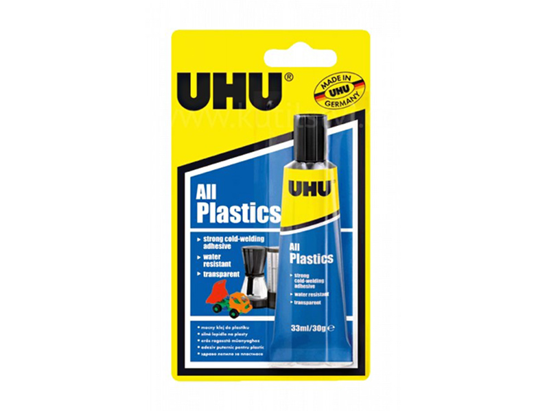 Lepidlo UHU All plastics, na plasty, trasparentní, čiré, průhledné