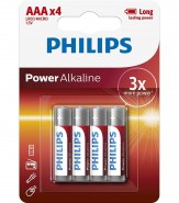 Baterie Philips 1,5V POWER ALKALINE AAA, LR03, mikro, 4 ks